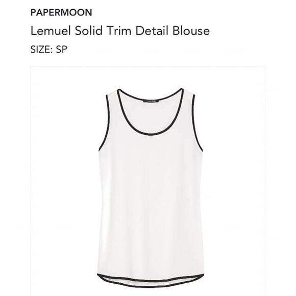 Papermoon SMALL PETITE Lemuel Solid Trim Detail Blouse - Stitch Fix Crepe Top - Picture 6 of 7